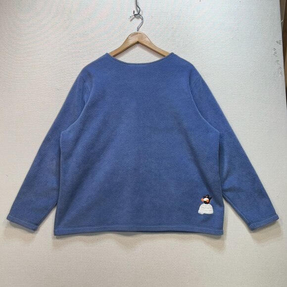 Croft & Barrow C&B Sport Womens Cardigan Sweater Sze 1X Blue Fleece Button Up - Picture 9 of 12